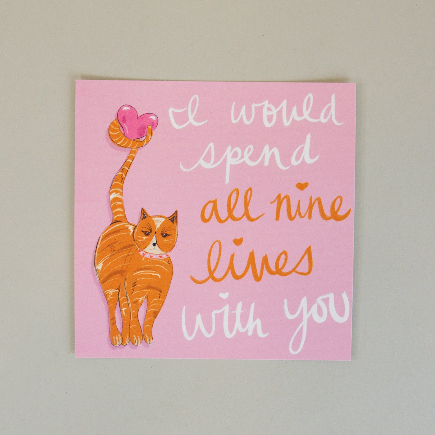 Nine Lives Tabby Cat Greeting Card