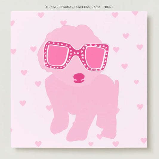 Pink Fashionista Pup Greeting Card