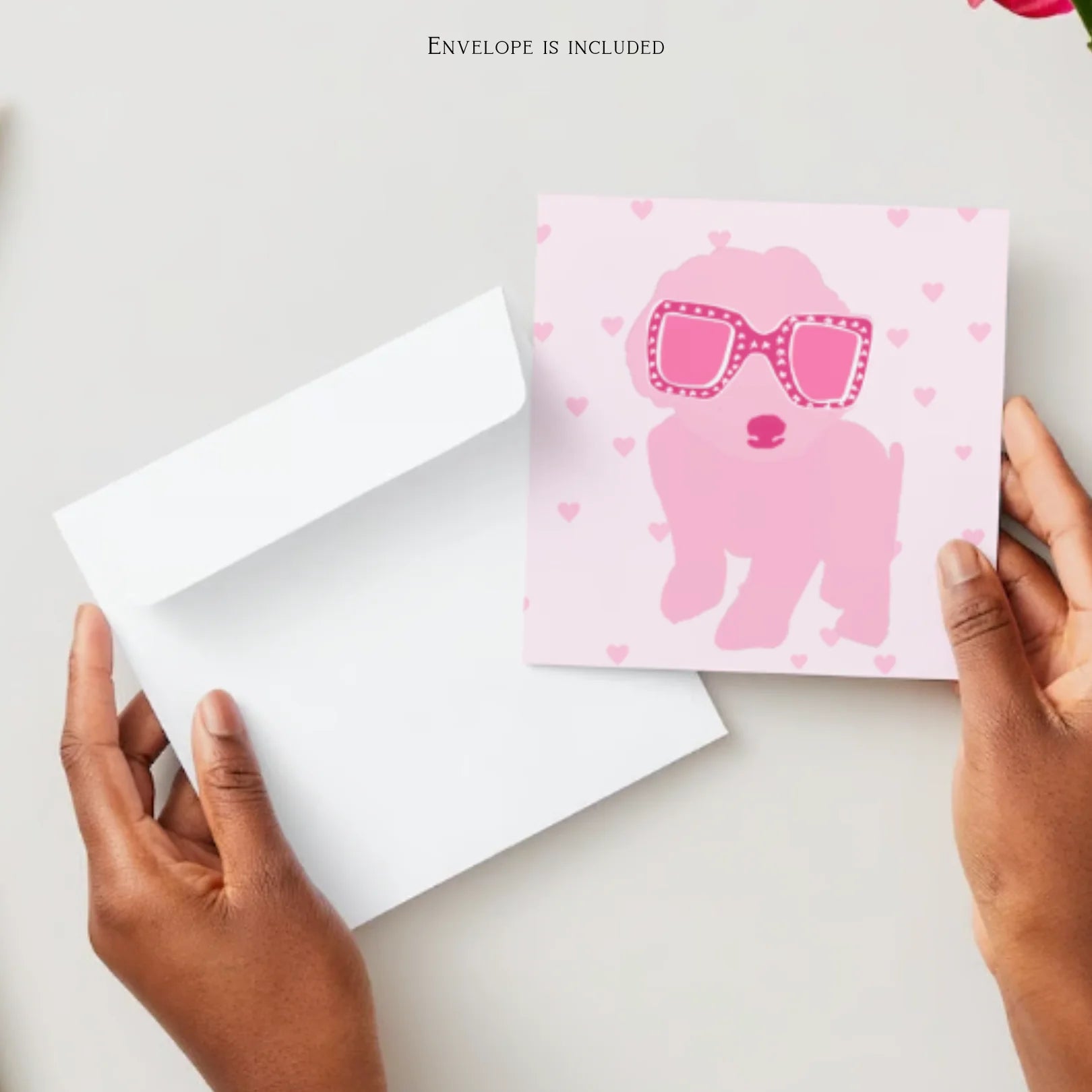 Pink Fashionista Pup Greeting Card