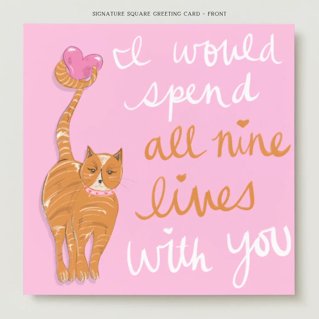 Nine Lives Tabby Cat Greeting Card