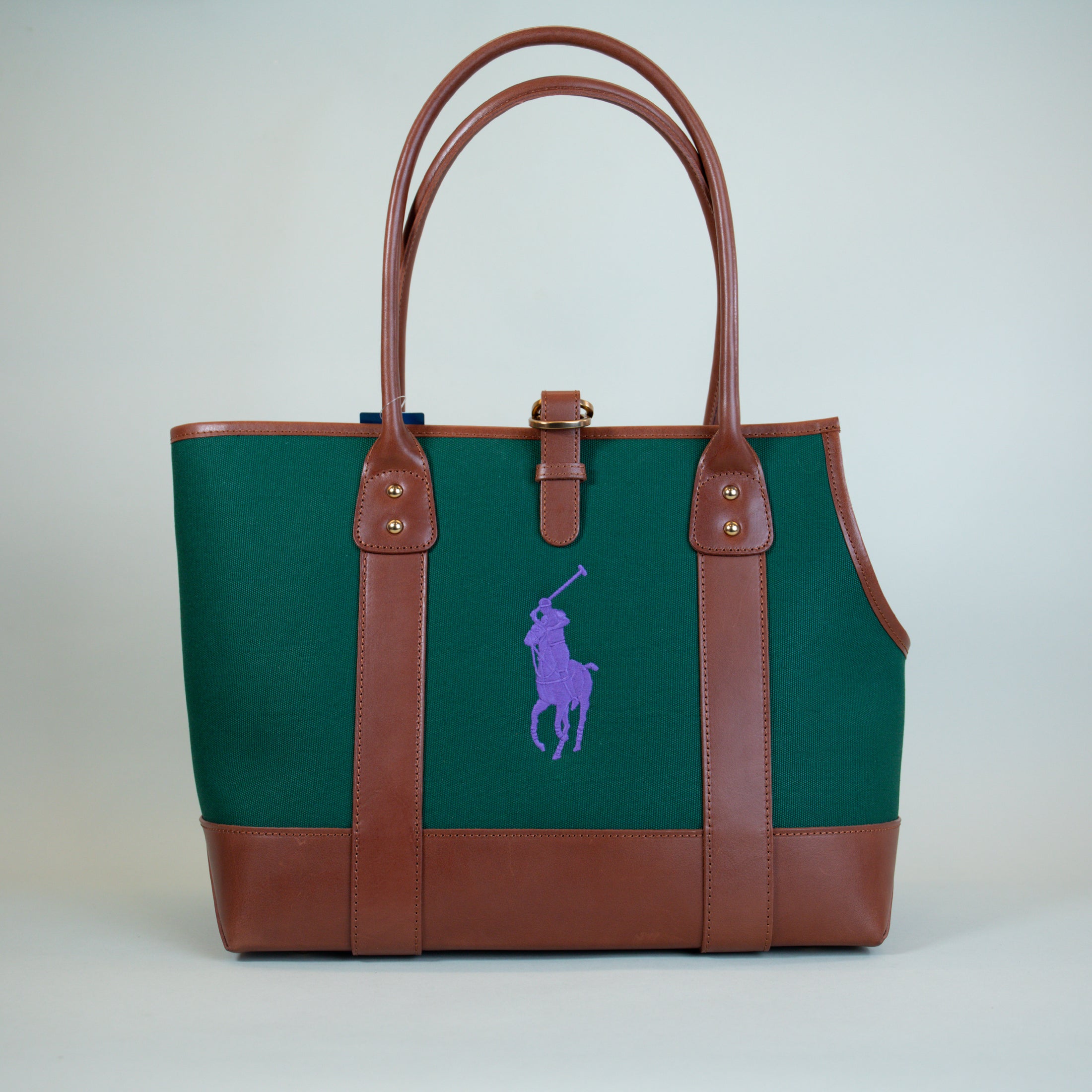 Ralph Lauren Leather & Canvas Polo Tote