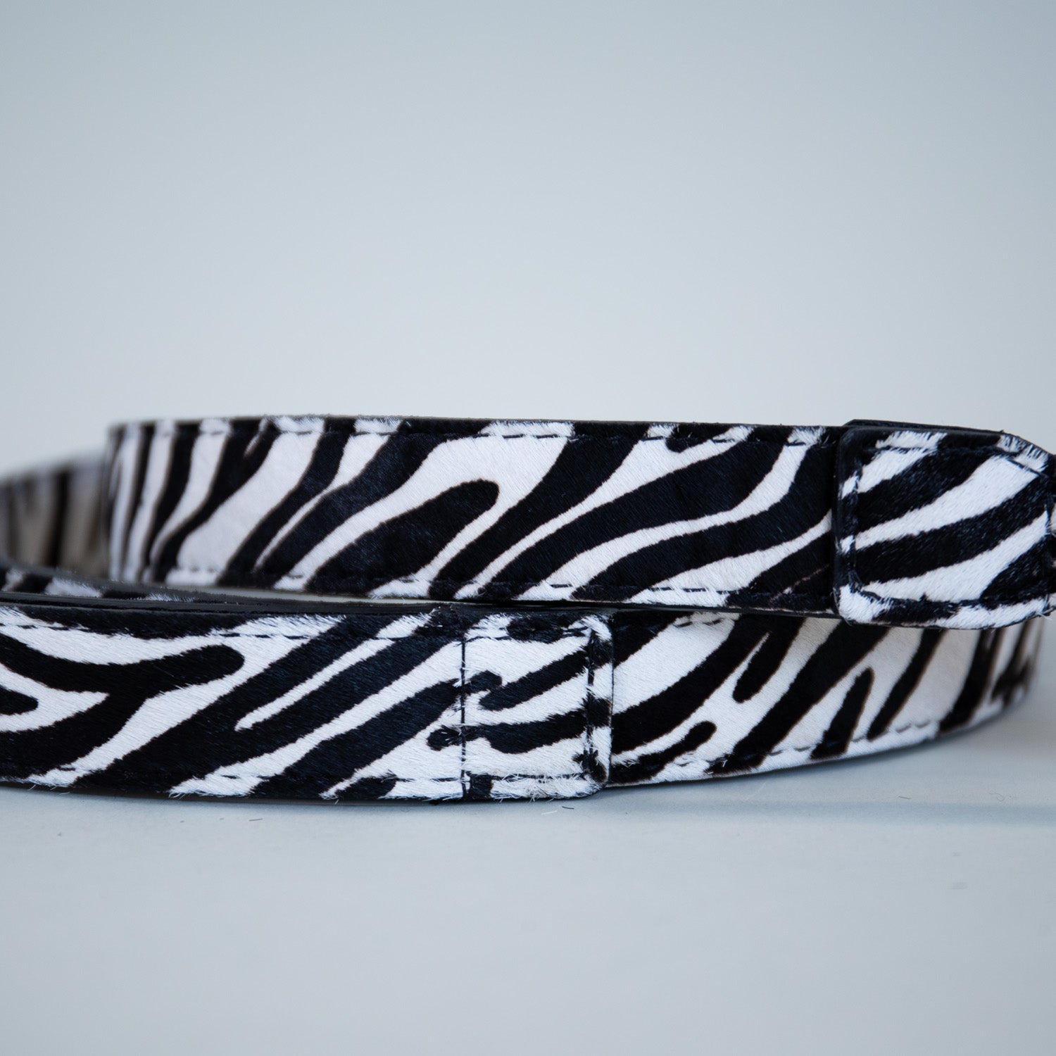 Zebra Hair on Hide Leash