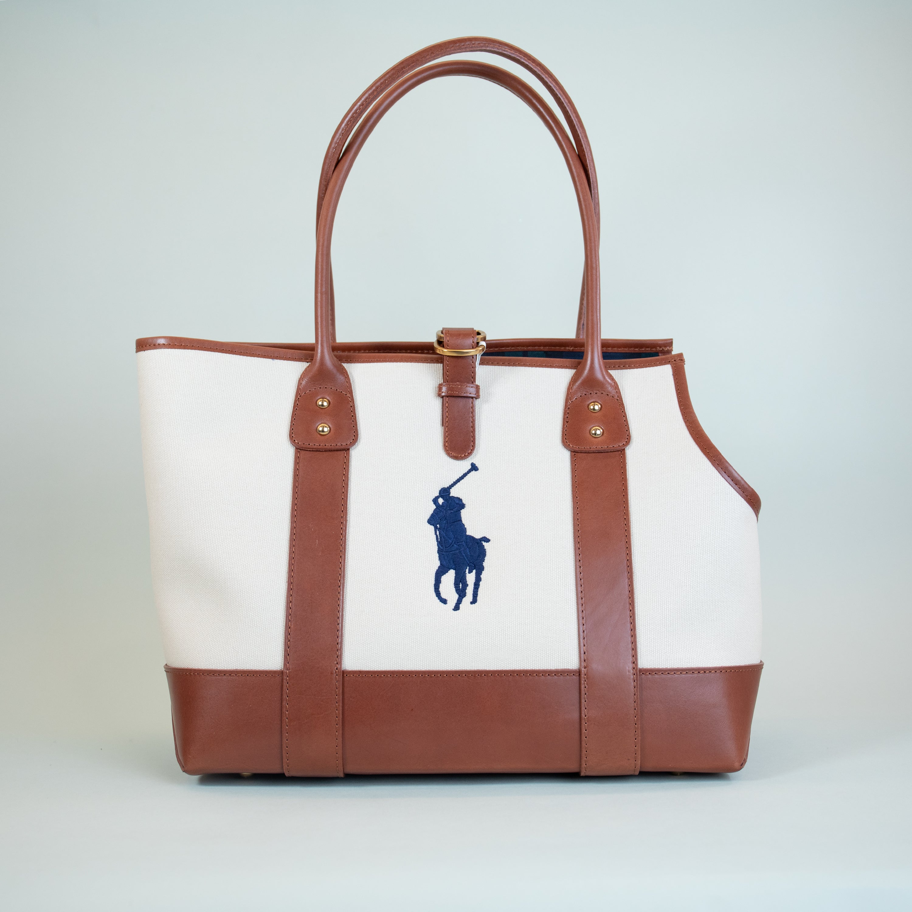 Ralph Lauren Leather & Canvas Polo Tote