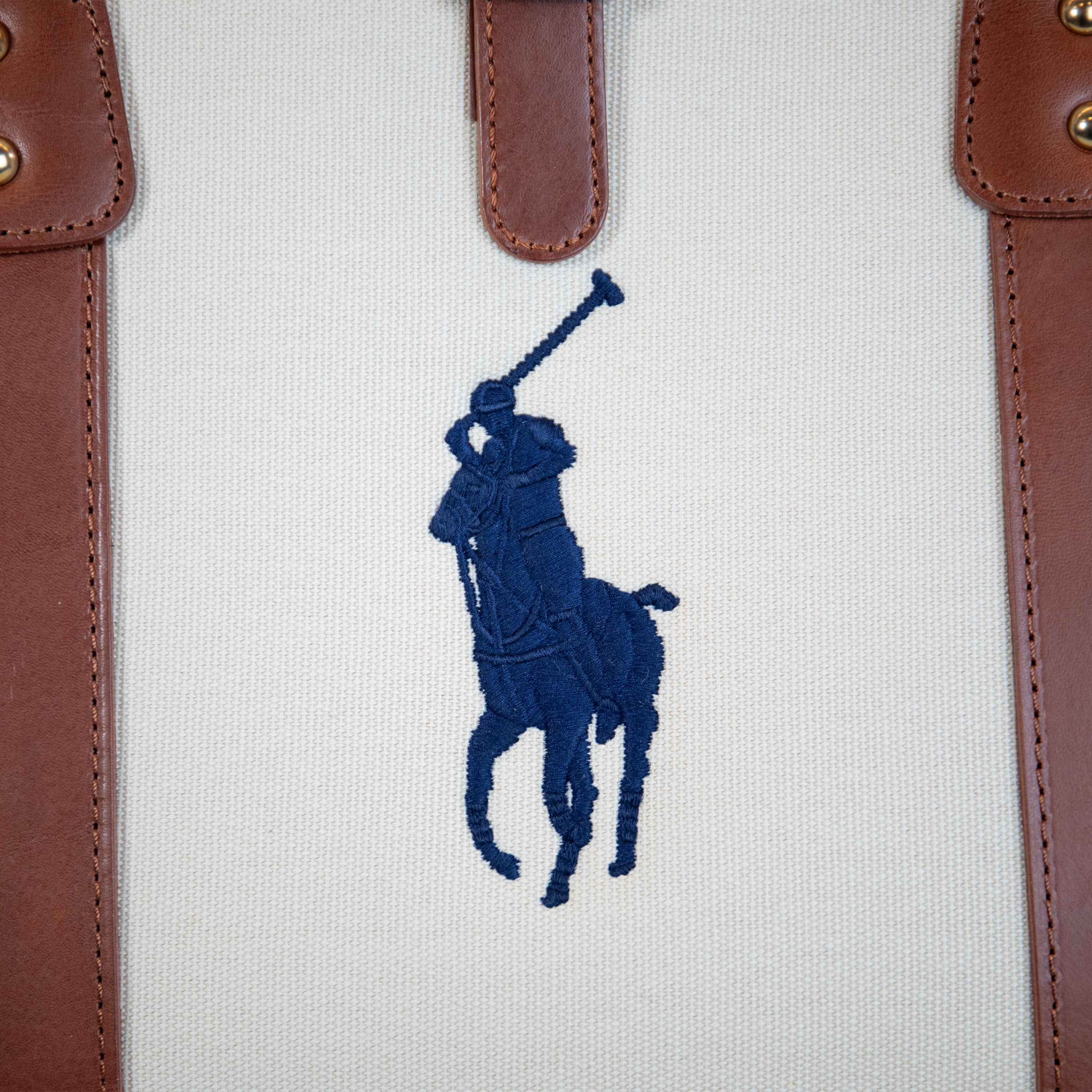 Ralph Lauren Leather & Canvas Polo Tote