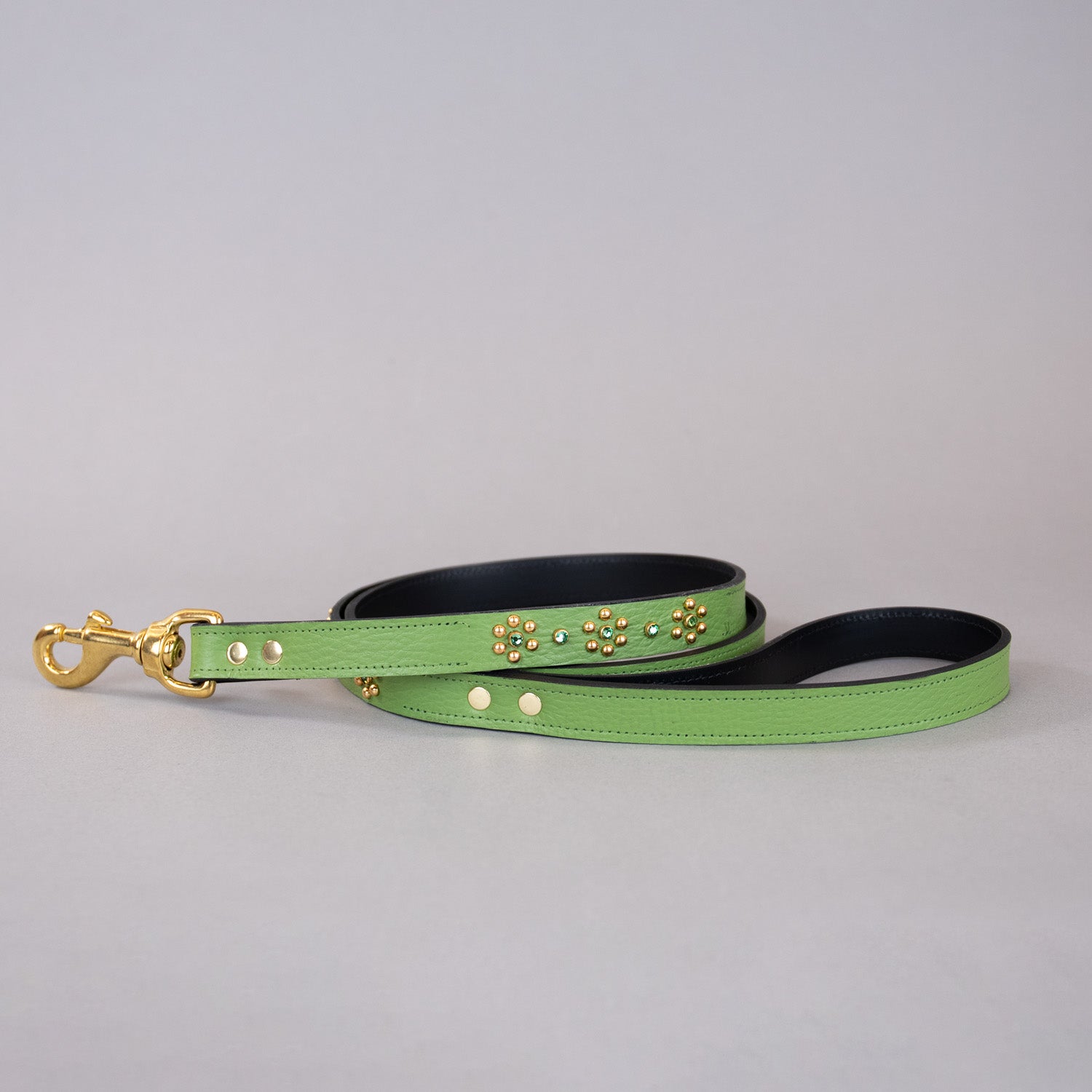 Crystal Garden Leash | Pink or Green Leather Dog Leash