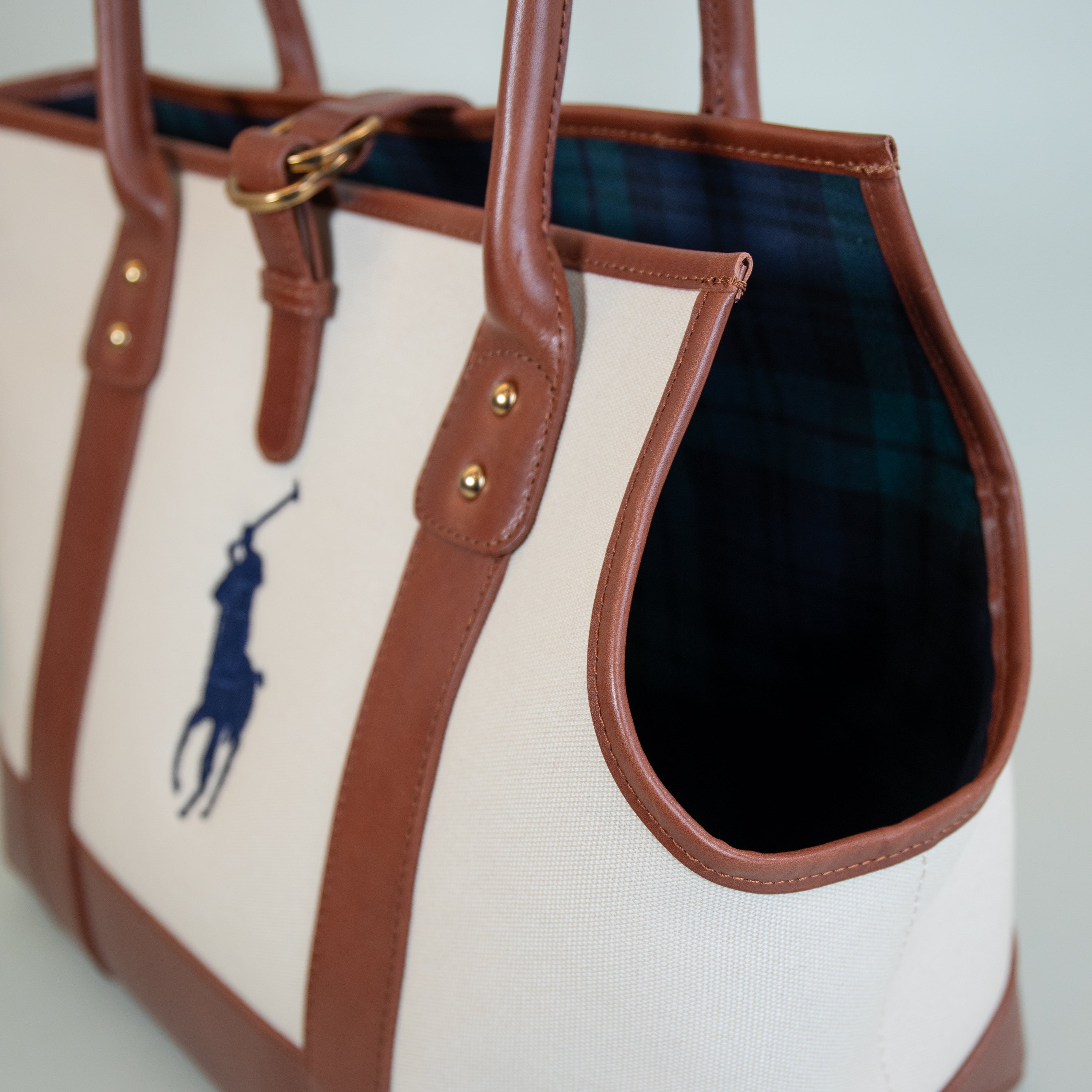 Ralph Lauren Leather & Canvas Polo Tote