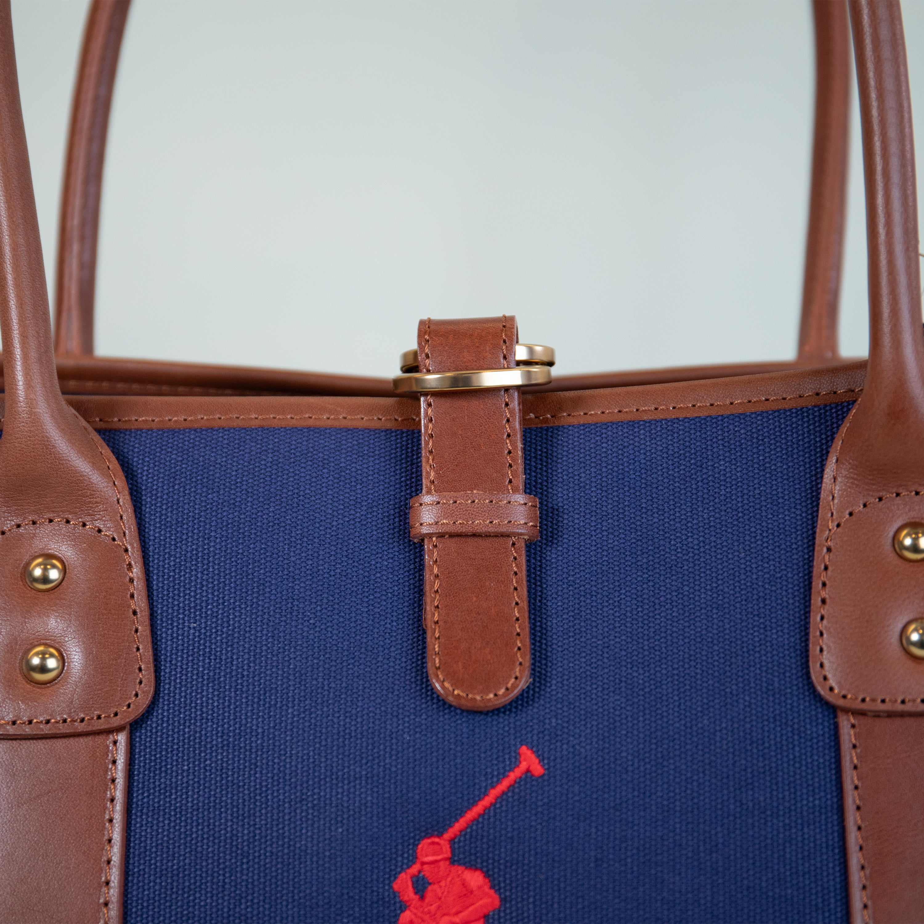 Ralph Lauren Leather & Canvas Polo Tote