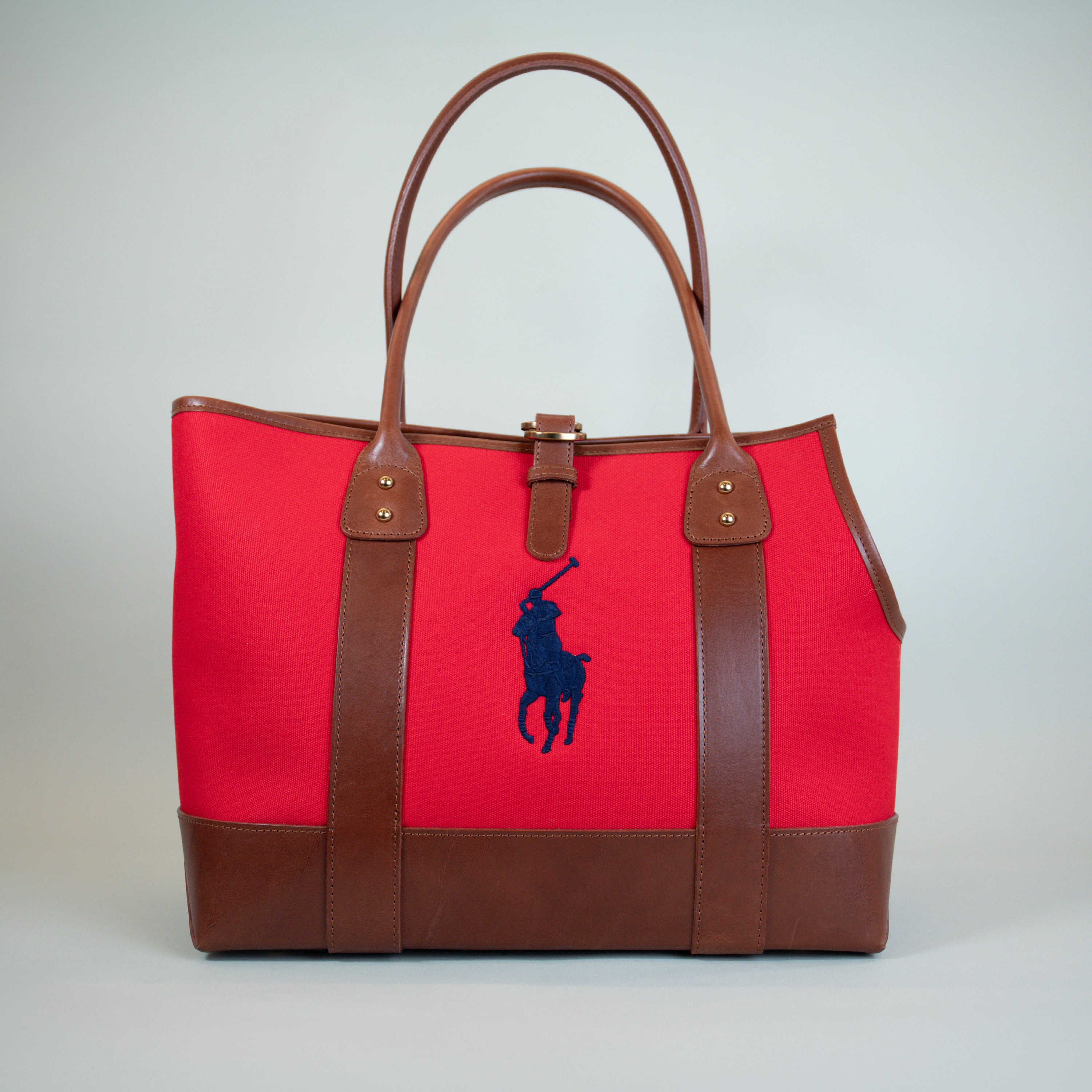 Ralph Lauren Leather & Canvas Polo Tote