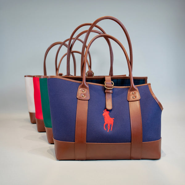 Ralph Lauren Dog Leather & Canvas Polo Tote
