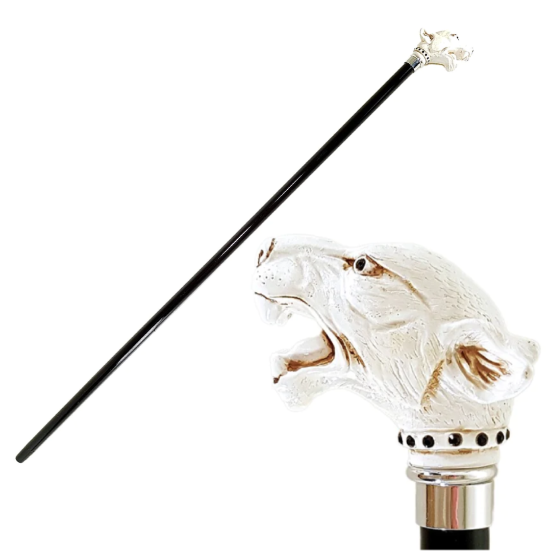 Ivory Canis Panther Walking Cane